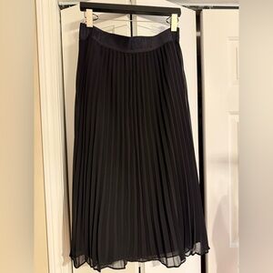 DKNY Black Pleated Midi Skirt